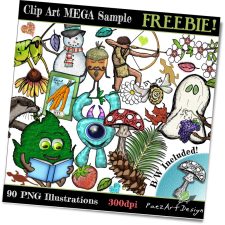 PaezArt Digital Art Graphics Mega Sampler, Clip Art FREEBIE, Seasonal, history, science, plant, animal, holiday illustrations and more.
